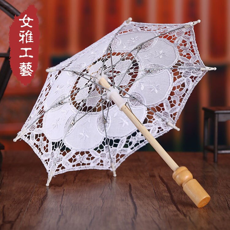 Bridal Umbrella White Lace Parasol Handmade Summer Battenburg Lace Wedding Umbrella White Wedding Accessories