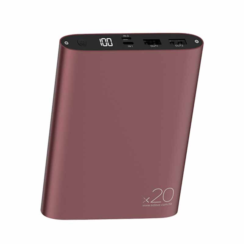 Solove Power Bank 20000mAh przenośna ładowarka Quick Charge mini powerbank na iOS telefon z systemem Android: Red