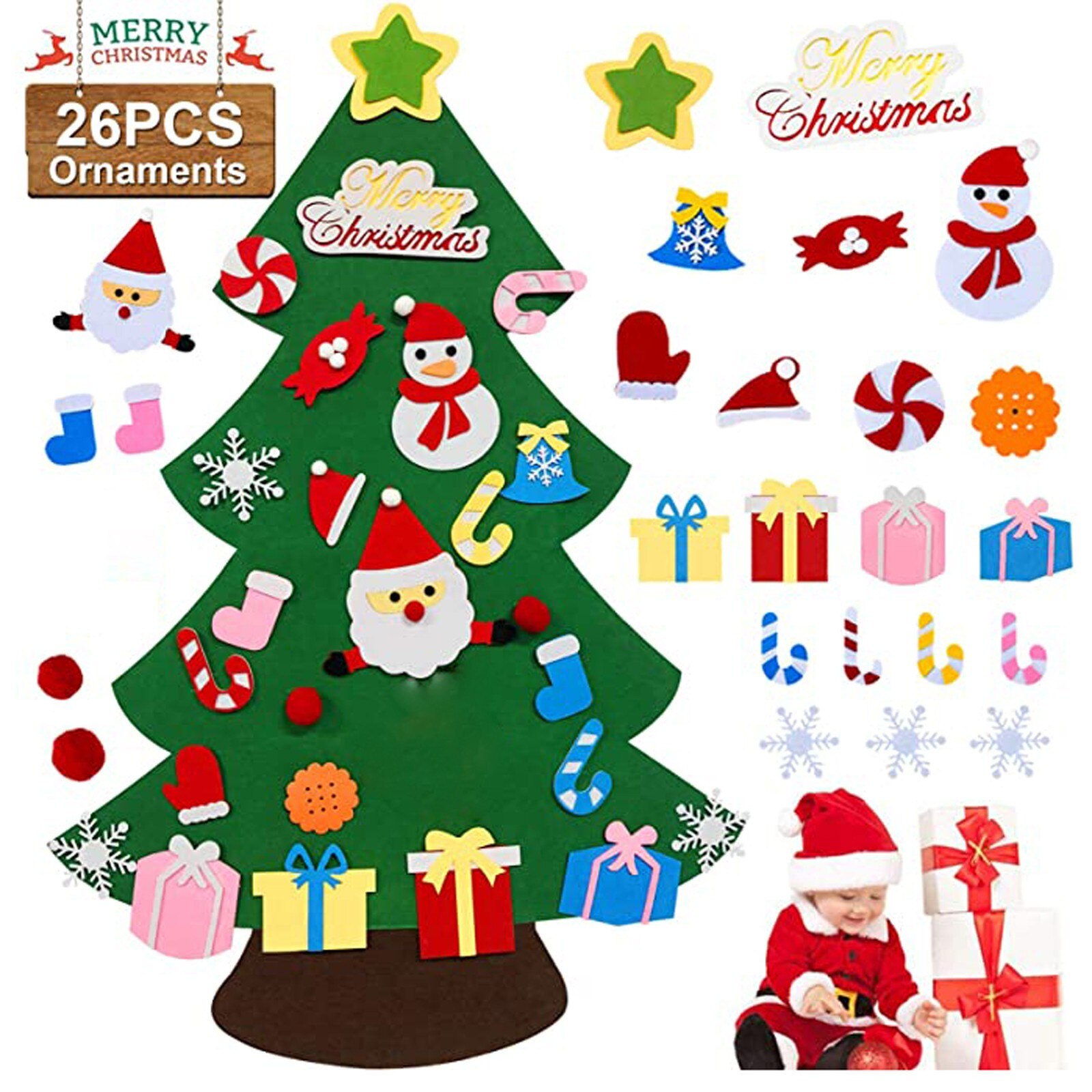 Kerstboom, Kerstboom Voor Kinderen, Kerst Ornamenten, Set, Venster Kerst Opknoping Santa Producten