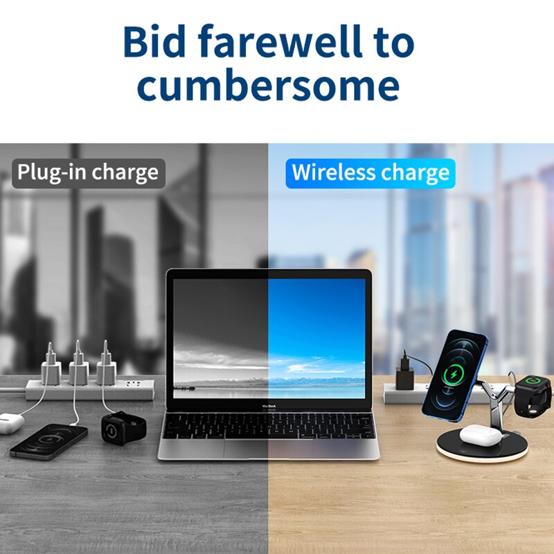 25w 3 in- 1 magnetisches kabelloses lade-nachtlicht für iphone 12 pro max 11 x kabelloses laden für apple watch 6 5 airpods /2 4