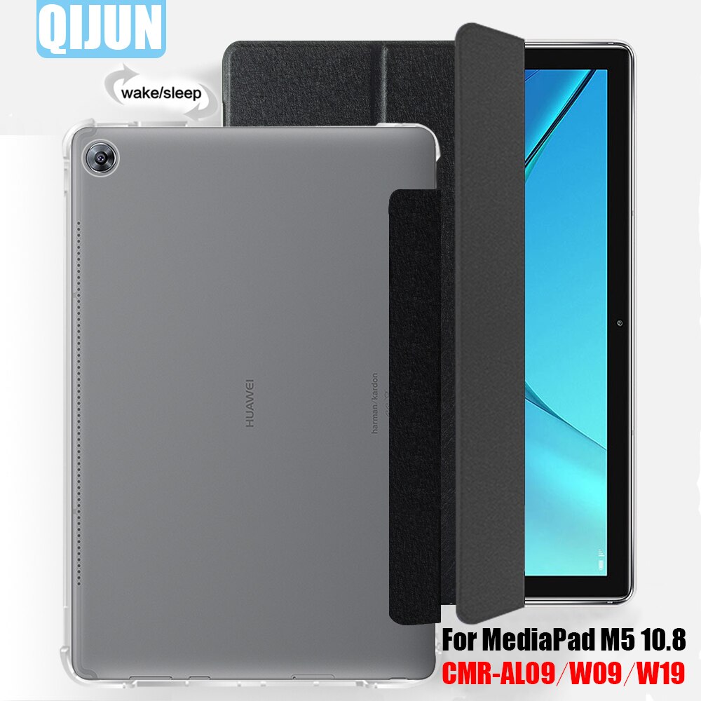 Voor Huawei Mediapad M5 10 Pro 10.8 &quot;Tablet Case Smart Wake Cover Funda Flip Leather Tri Fold Case Stand mouw CMR-AL09 W09 W19