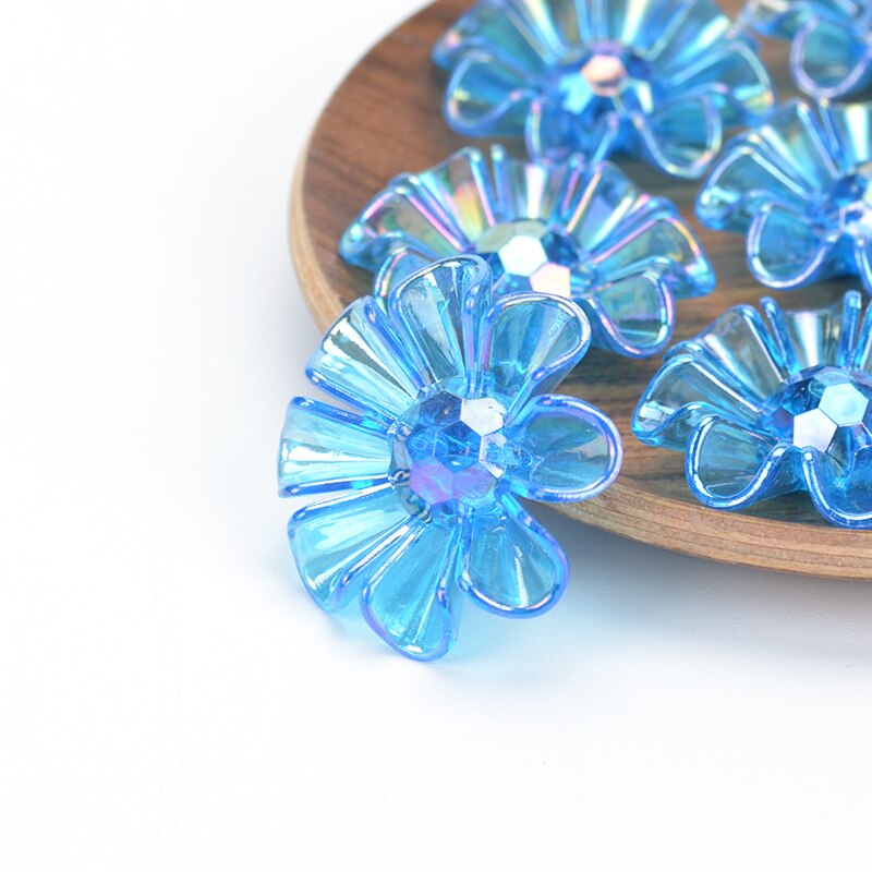 25Pcs Bloemblaadje Bloem Abs Acryl Strass Voor Kristal Cabochons Voor Sieraden Maken Decoratie Diy Haarspeld Accessoires: Blue