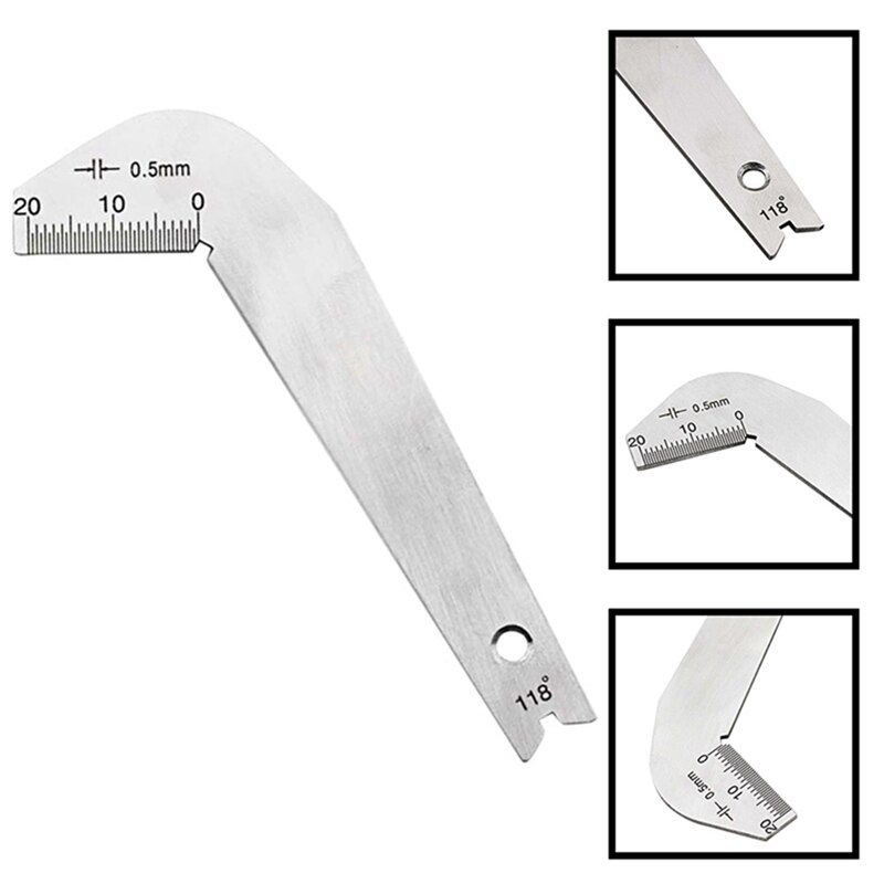 118 Degree Twist Drill Bits Angle Gage Grinding Center Gauge Sharpening Tools Stainless Steel corner Front edge measuring Top