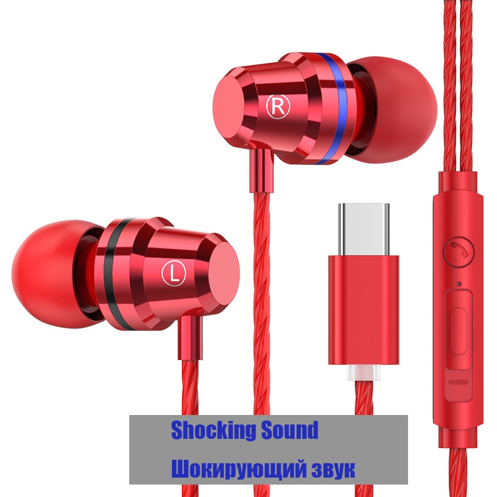 3pcs Noise-cancelling headphones wire Earphone Fresh 3.5mm In-Ear earphone USB Type C Earphones with Mic For Xiaomi huawei