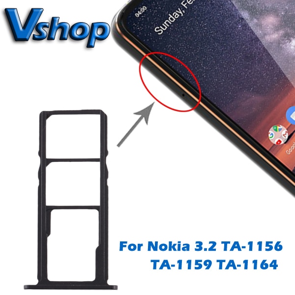 Peças de reparo para nokia 3.2 bandeja de cartão sim + bandeja de cartão sim + bandeja de cartão micro sd para nokia 3.2 ta-1156 ta-1159 ta-1164