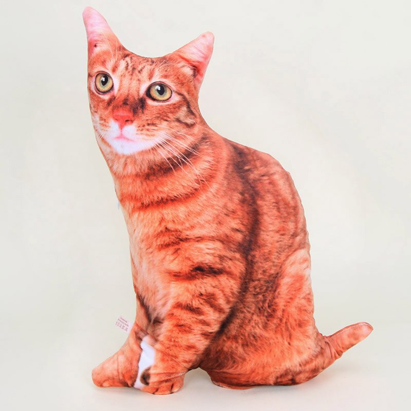 46cm 3D Simulation chats oreiller en peluche jouets Simulation Animal en peluche chat oreiller canapé housse de coussin pour noël: orange cat