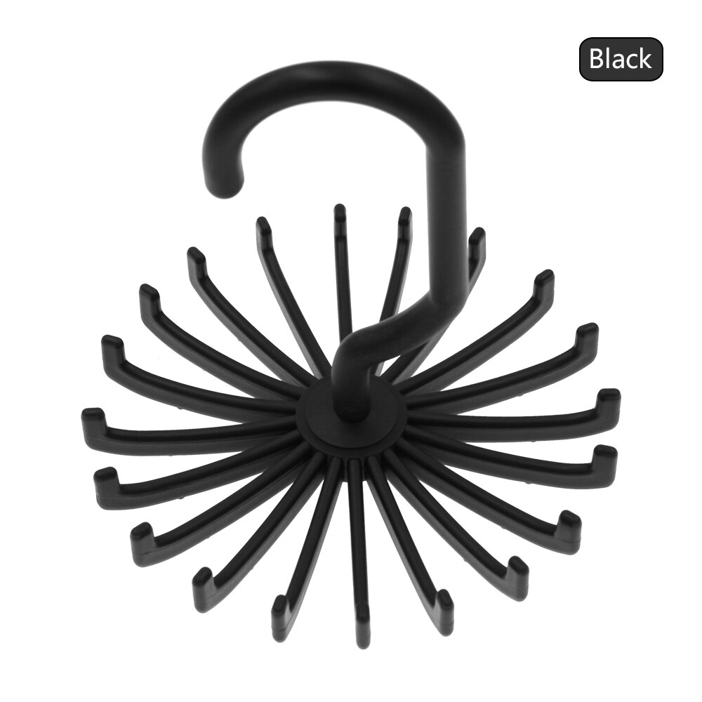 Mini Plastic Tie Rack 2 Ties/Belts/Scarves Holds Hanger Rotating Hook White Tie Holder Storage Racks Laundry Organizer