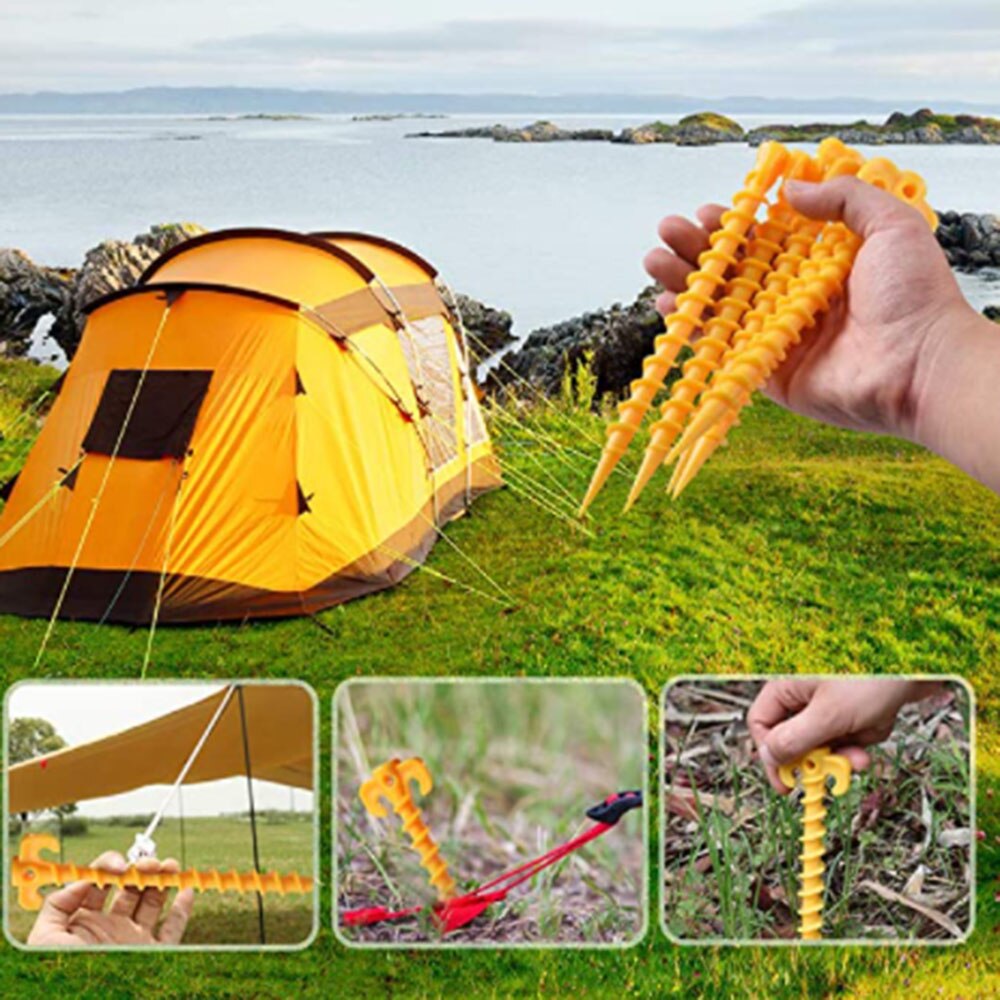 10Pcs Plastic Tent Hook Stakes Camping Tents Accessories Ground Support Nails Peg Screw Anchor Shelter
