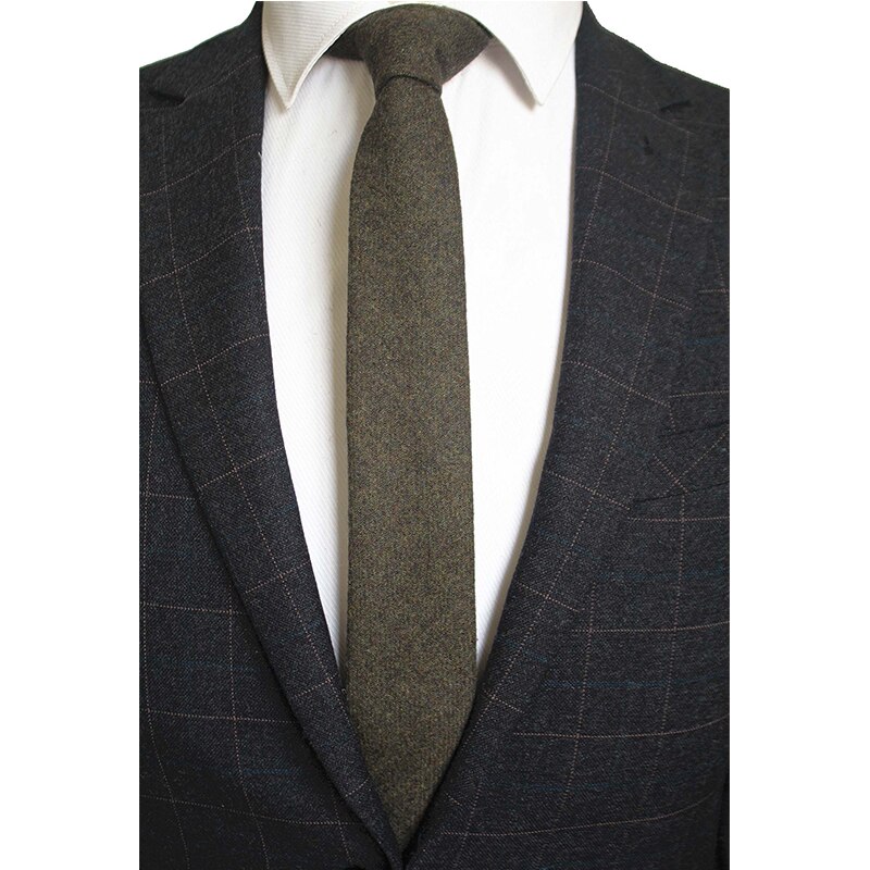 JEMYGINS Wool Ties For Men 6cm Slim Solid Plaid Neck Tie Skinny Vestidos Cashmere Necktie Cravat Accessories Box