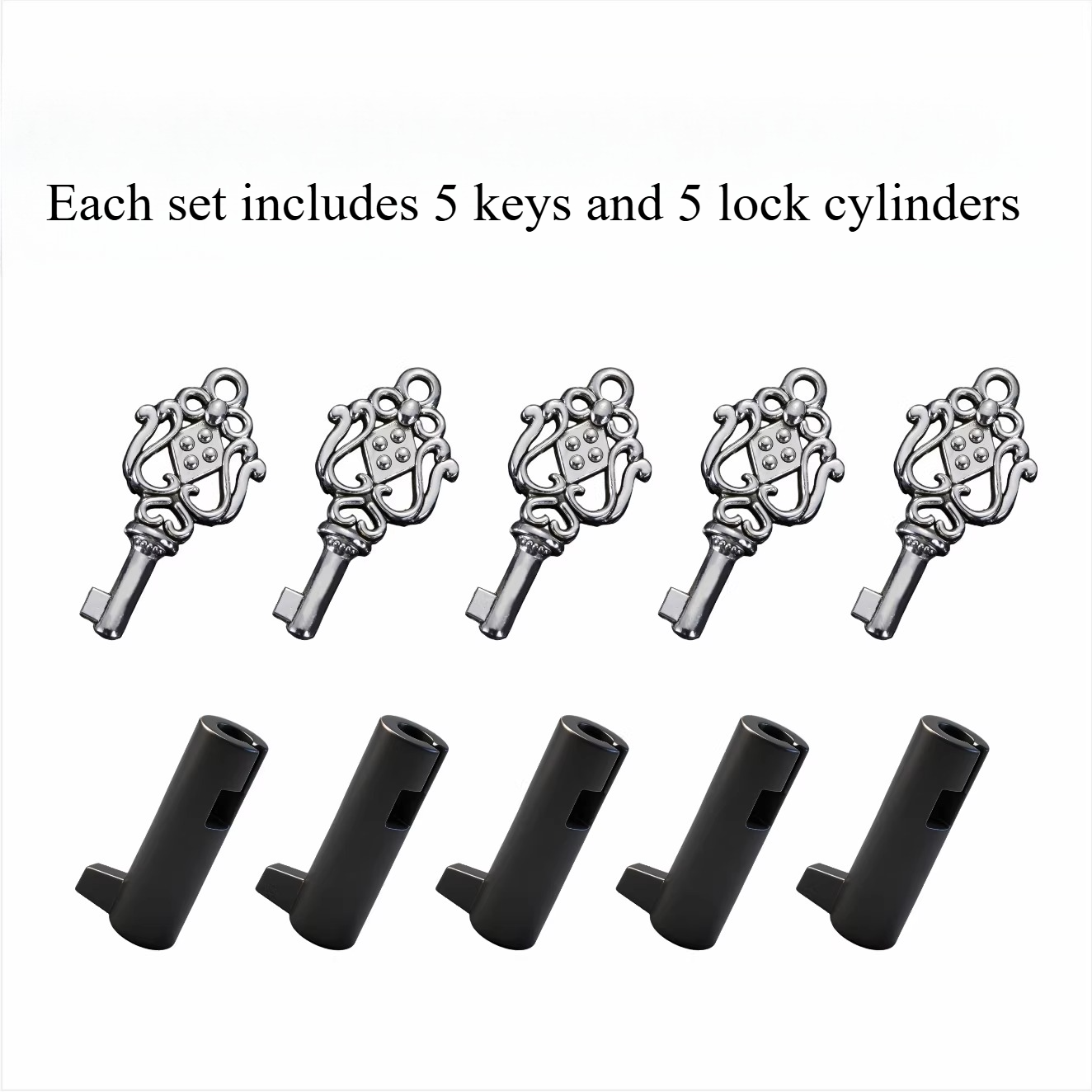 Kuisheidskooi-slotcilinder kan de beveiliging doorstaan ​​Niet-wegwerpslot Elke set bevat 5 sleutels en 5 slotcilinders SexToy 18+: Zilver