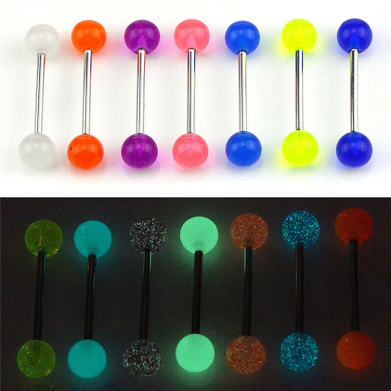 Neus Barbell Bars Body Piercing Sieraden Lichtgevende Glow Acryl Tong Ringen