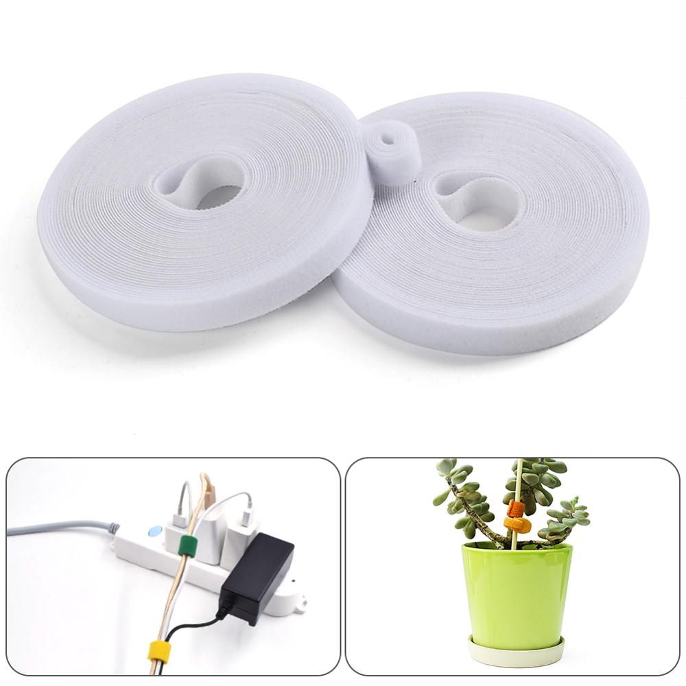 Vendaje de plantas de nailon de 5M, lazo de Velcro ultrafino, sujetador colorido, cinta de Velcro, gancho y cinta de bucle, bridas para cables, accesorios de costura: white