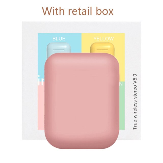 Original i12 TWS Bluetooth 5.0 Sport Earphone touch pop-up window HD Mic for iPhone Xiaomi Huawei Samsung Phone pk i9s i11 Tws: pink retail box