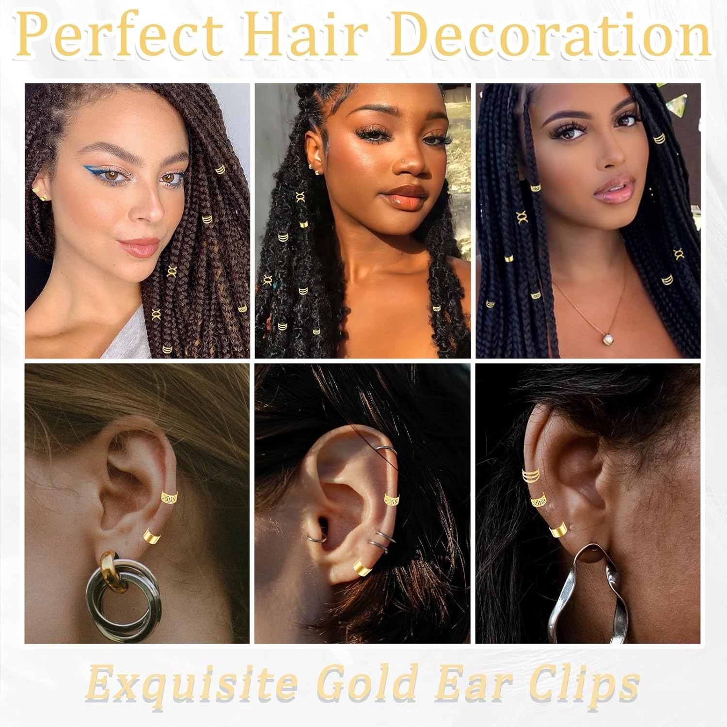 40 Uds joyería para el cabello para trenzas puños dorados para el cabello anillos multiestilo cuentas para el cabello ajustables para trenza Loc accesorios para rastas
