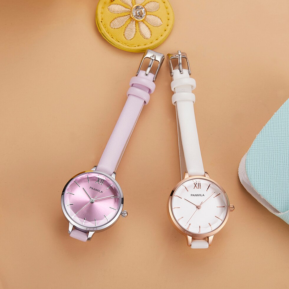 Klassiske hvide dameure enkel stor urskive quartz ur dame læder vandtæt kjole armbåndsur ur relogio feminino