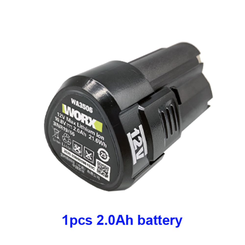 Original 12V 2.0Ah para 12V WORX WA3506 WU127 WU128 WU130 WU131X WU132 WU280 WX128 WX129 WX540 batería de herramienta eléctrica: Verde