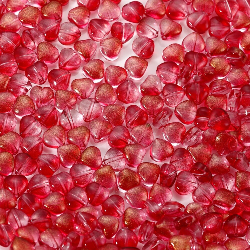 20-50pcs 6.4/9.6mm Transparent Star Heart Shape Glass Beads Colorful Loose Spacer Bead For Jewelry Makeing DIY Handmade Bracelet: Silver / 2mm
