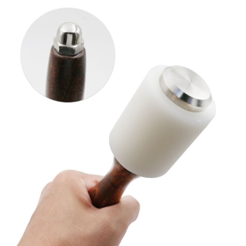 Leather Carving Hammer DIY Craft Punch Cutting Nylon Hammer Tool with Wood Handle Leathercraft Engraving Drilling