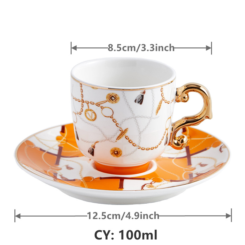 Turkish Style Luxury Ceramic Coffee Cup and Saucer Porcelain Coffee Set Tea Cup and Saucer Classic Drink