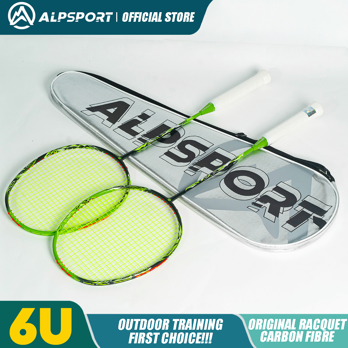 ALPSPORT Asura 6U MAX 38LBS G5 Black Badminton Racket Full Carbon Fiber Original Pro Offensive for Teens & Outdoor Sports