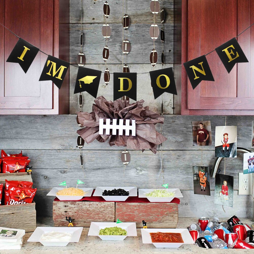 1pc Banner Hanging Funny Beautiful I'm Done Party Banner Doctoral Cap I'm Done Banner for Graduation Student