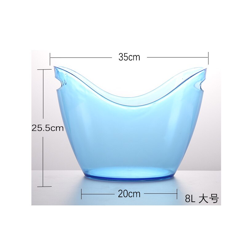Large Transparent Ice Bucket Portable Fridge Beer Champagne Wine Bucket Ice Grain Bucket Bar Lid Space Saving Cube Maker Tools: blue 8L