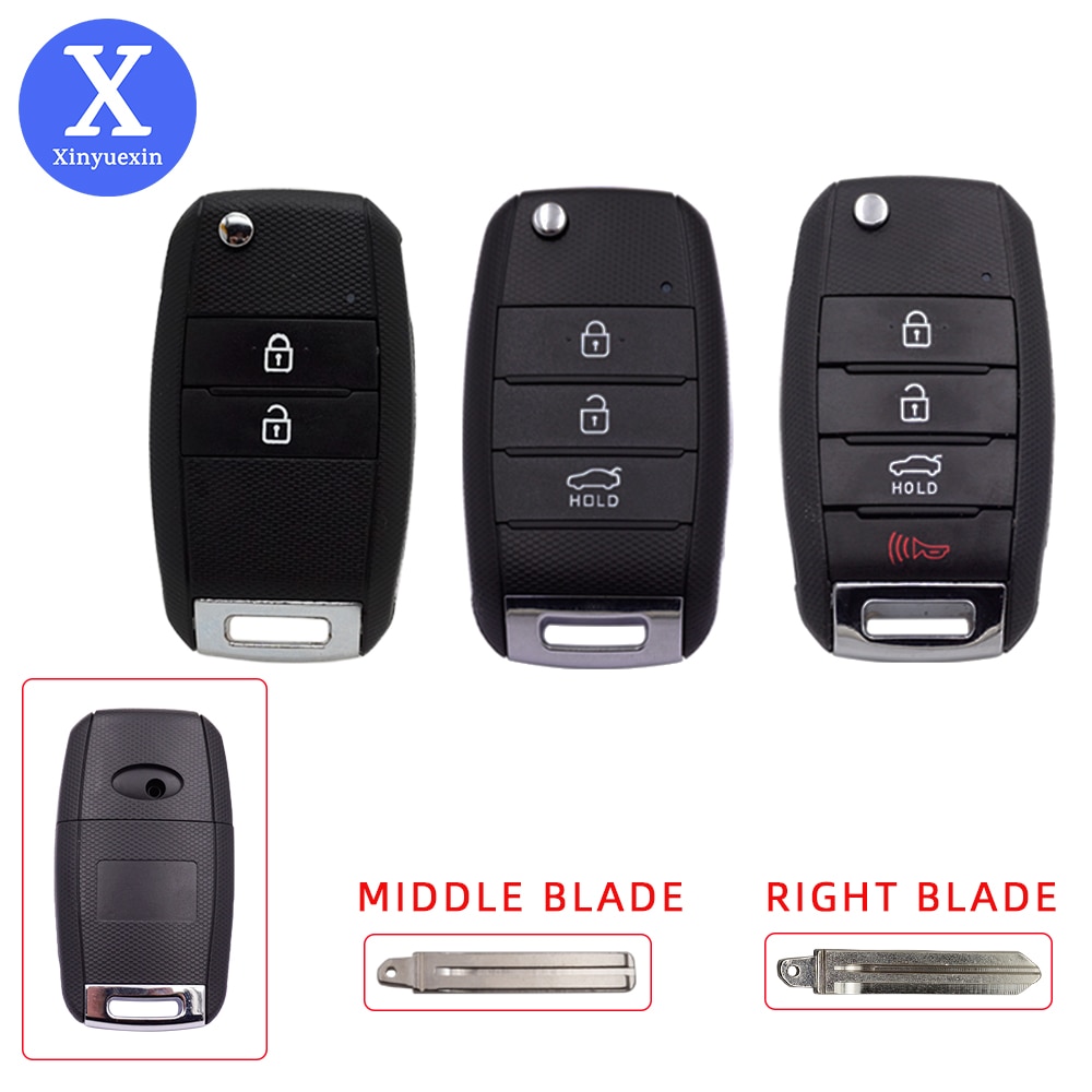Xinyuexin Vervanging Car Key Case Fob Voor Kia Rio K2 K3 K5 Sorento Forte Optima Remote Key Shell Case Flip vouwen 2 3 4 Knop