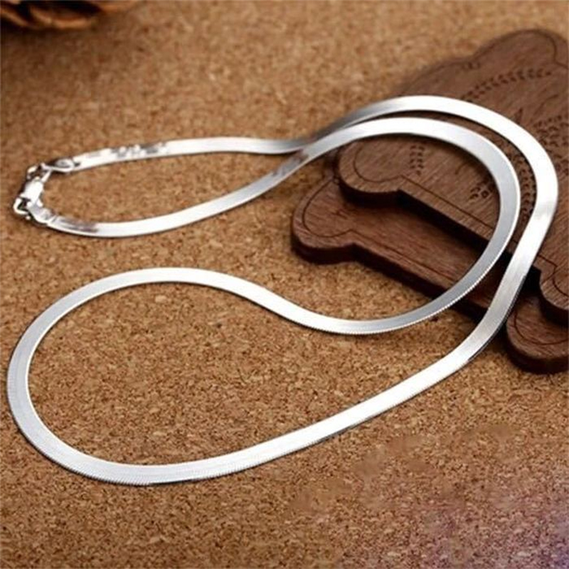 Collar de cadena de 4MM de Color plateado para mujer, joyería fina de lujo para parejas, cadena de hoja, de boda, Gargantilla para clavícula
