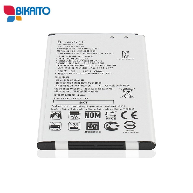 Convient pour BL-46G1F batterie de téléphone portable. K10 K20 Plus TP260 K425 K428 K430H 2800mAh 3.85V