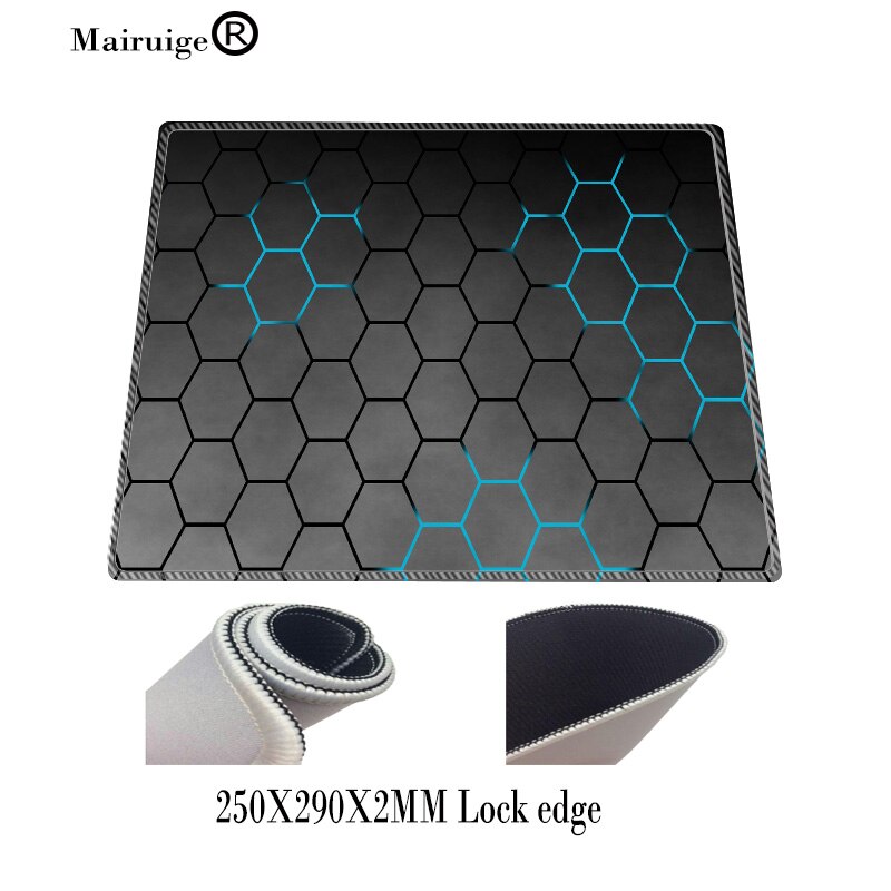 Mairuige Gaming Large Blue Grid Mouse Pad Rubber Non-slip Gamer Computer Mats with Lockedge Carpet for Keyboard Desk Mat Mause: 250X290X2MM