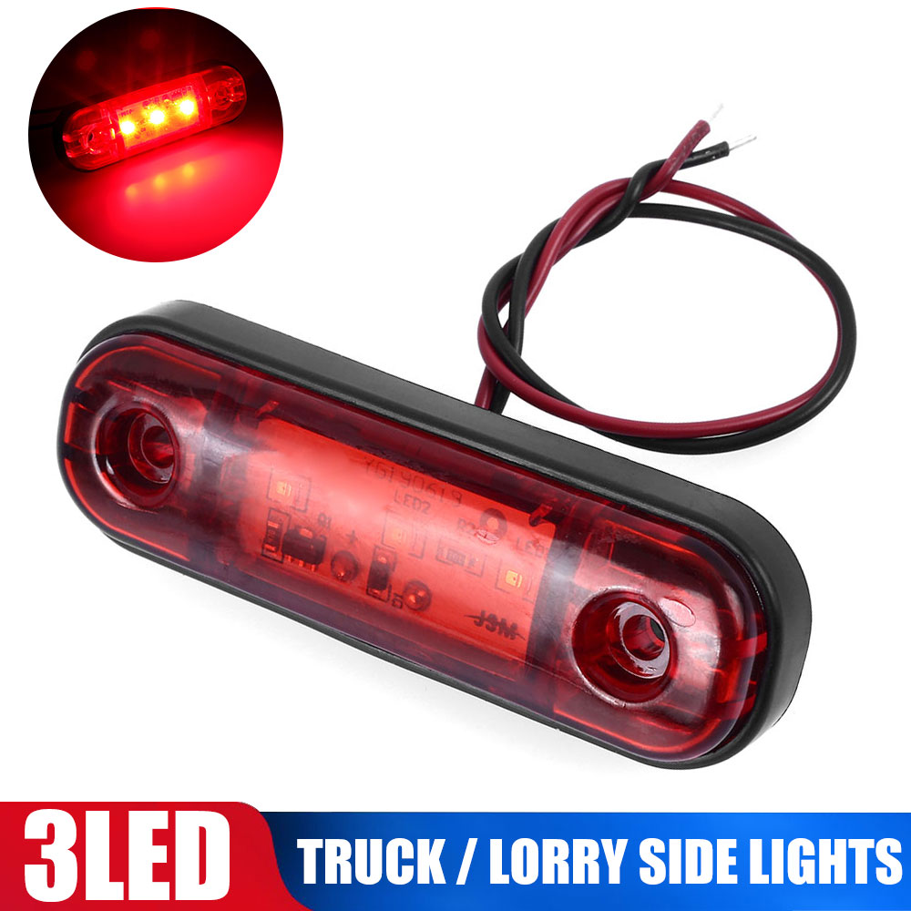 Dc10-30v 3 led markeringsljus varningsljus för lastbil trailer husbil husbil vattentät röd bil pickup lampa