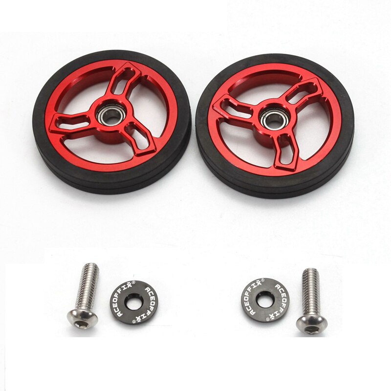 Aceoffix 1pair 56mm Easywheel for Brompton Accessories Easy Wheel 2022 Aluminum Alloy Ultralight 48g: red