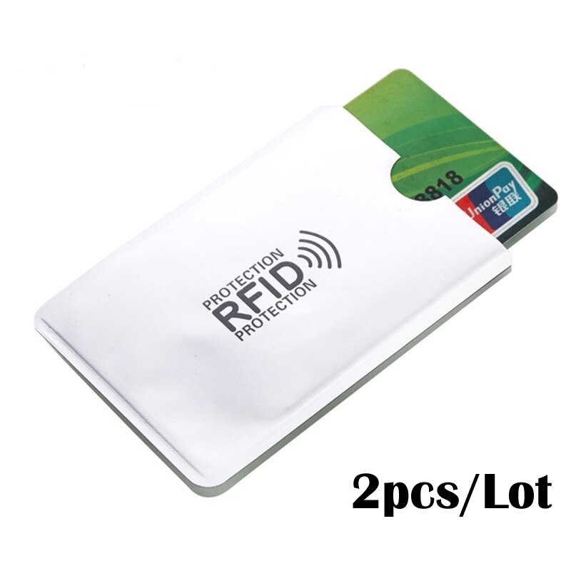 2PC Anti Rfid Credit Card Holder Bank Id Card Bag Cover Holder Identity Protector Case Portable Business Cards Cardholder: White