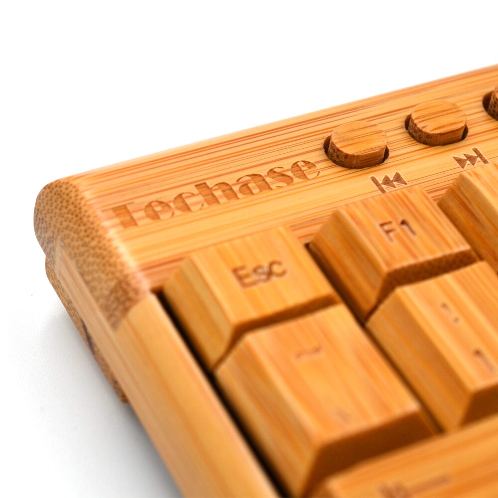 Techase Wooden Slim Teclado E Mouse Sem Fio Wireless Keyboard and Mouse Bamboo Mini Keyboard and Mouse Combo For Laptop