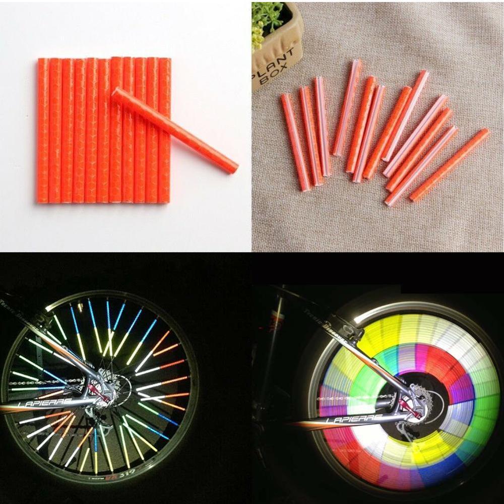 12Pcs Color Bike Wheel Rim Light Spoke Clip Safety Tube Bicycle Warning Light Reflective Strip Reflector Bike Accessories