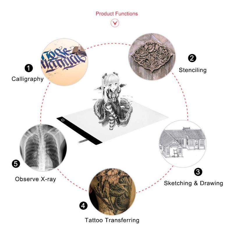 Ultra Thin A4LED Light Pad Artist Light Box Table Tracing Drawing Board Pad Diamond Painting Embroidery Tools dibujo profesional