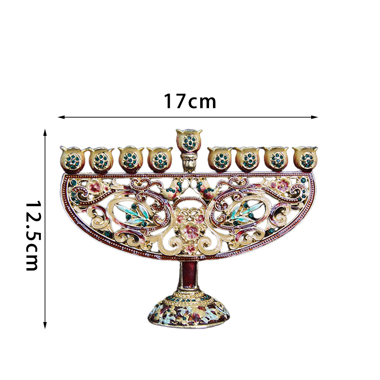 Metal Candleholder Candelabras 9 Branch Enamel Menorah Candlestick for Taper Candles: WHITE