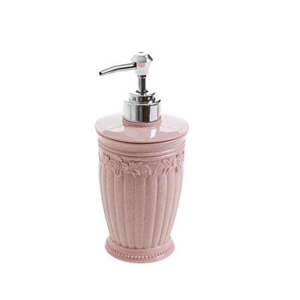 Oyourlife 400ml sæbe dispenser i europæisk stil pumpe sæbe flasker badeværelse håndsprit shampoo shower gel væske dispenser: Rund lyserød