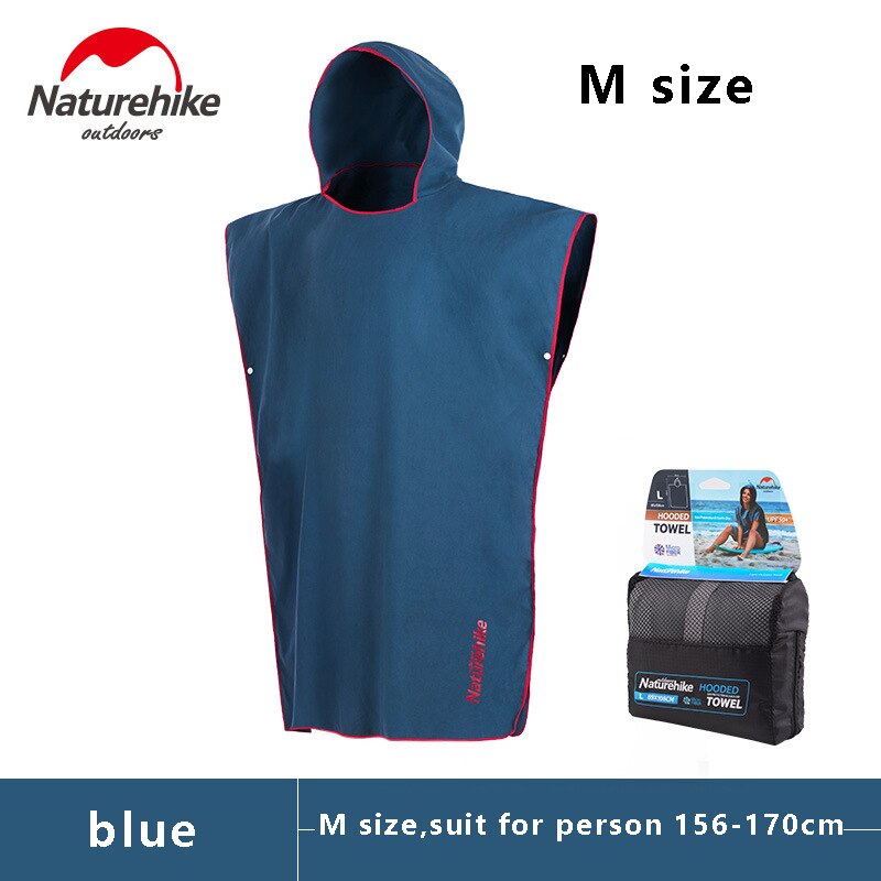 Naturehike Outdoor Strand Veranderende Gewaad Badhanddoek Volwassen Hooded Strandlaken Poncho Badjas Handdoeken Vrouwen Man Badjas: M size blue