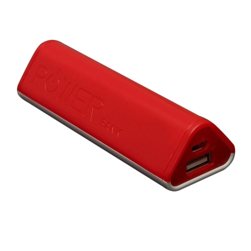 2000mAh portátil triángulo banco de energía USB DIY 18650 cargador de batería externa de plástico DIY energía banco caja: RED