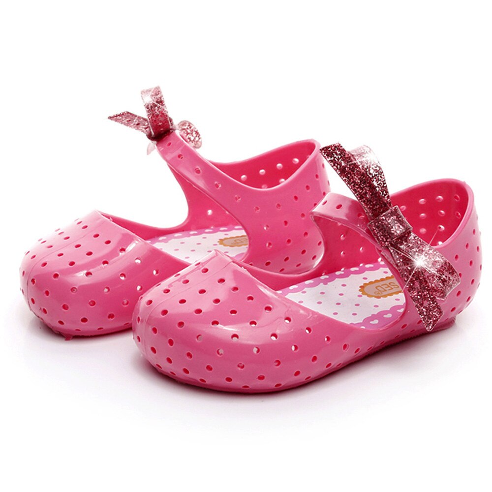 Ensomme babysko udhulede gelé baby sandaler blink bowknot spænde barnesandaler sommer toddler børn søde sko: Hed / 6