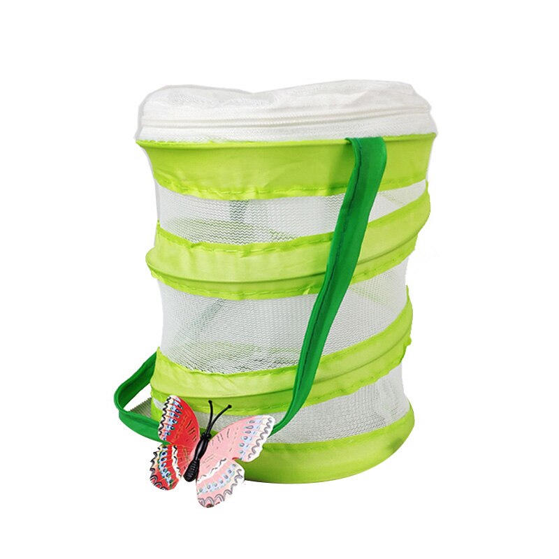 Foldable Butterfly Habitat Cage - 30x30x30cm Mesh Netting Enclosure For Caterpillar To Monarch Observation
