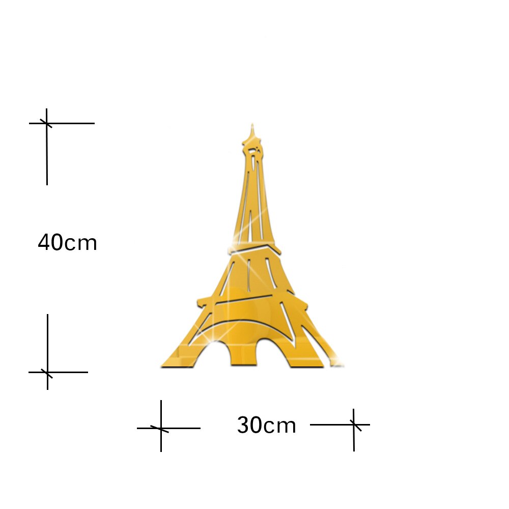 Acryl spiegel diy kunst muurdecoratie stickers woonkamer decor grote 3d toren diy muurschildering achtergrond moderne kantoordecoratie cms 08: Goud