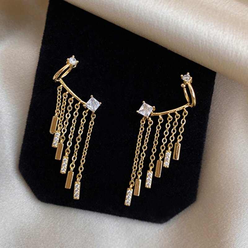 Exaggerated temperament star tassel earrings rear hanging six-pointed star earrings European and American women earrings