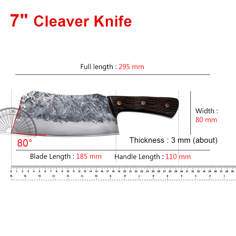 Handmade Forged Kitchen Knife High Carbon Steel Chef Slicing Chopping Butcher Knife Traditional Cooking Tools
