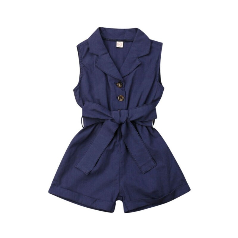Peuter Meisjes Overall Romper - Mouwloze Effen Kleur Jumpsuit voor de Zomer - 1-6 Jaar