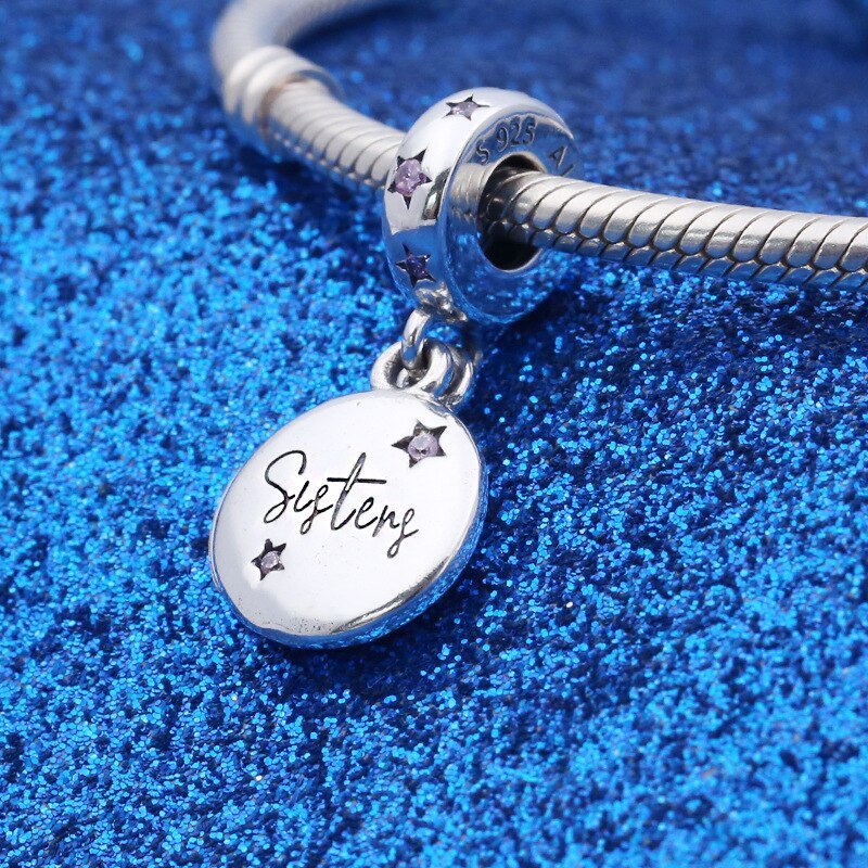 Echtes 925 Sterling Silber Perle Für Immer Schwestern Baumeln Charme passen Original Frauen Pfanne Halskette & Armbinde DIY Schmuck