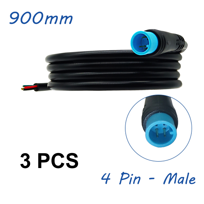 Julet wodoodporny kabel 2/3/4/5/6 Pin 900mm przewód konwersji elektryczny przedłużacz kabla Ebike do wyświetlacza Ebikes: 4Pin Male 3pcs