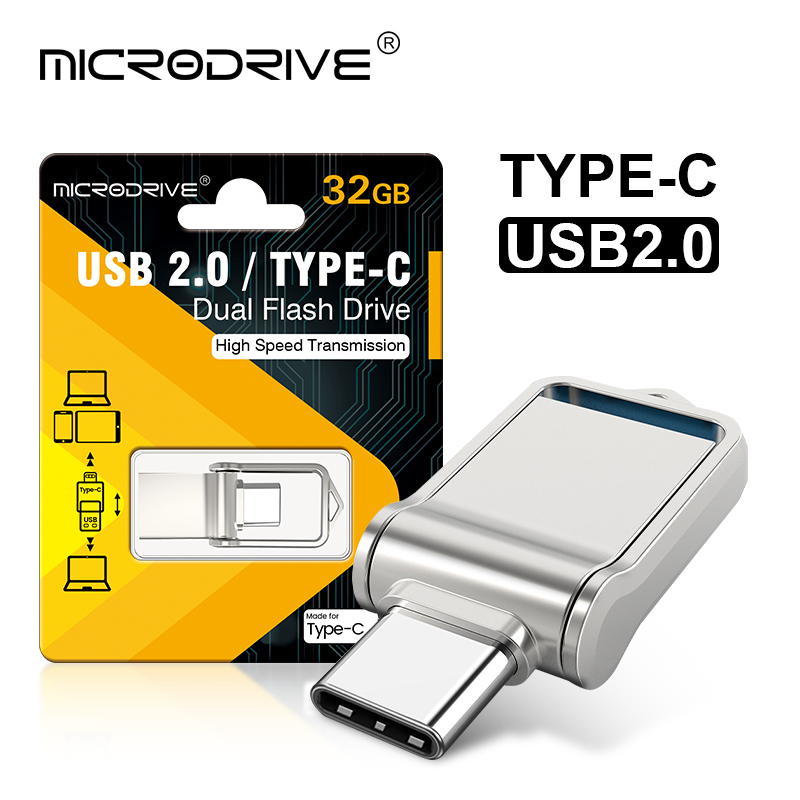 Pamięć flash usb 2.0 typu c 32gb 64gb 128gb , szybka pamięć 256gb