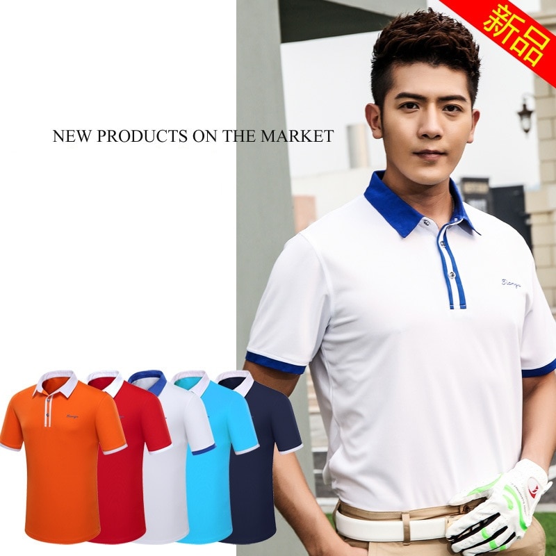 Golf Shirts Voor Mannen Zomer Korte Mouw Turn-Down Kraag Sportkleding Mannelijke Ademend Sneldrogend Tops Voor Tennis golf 5 Kleur D0659